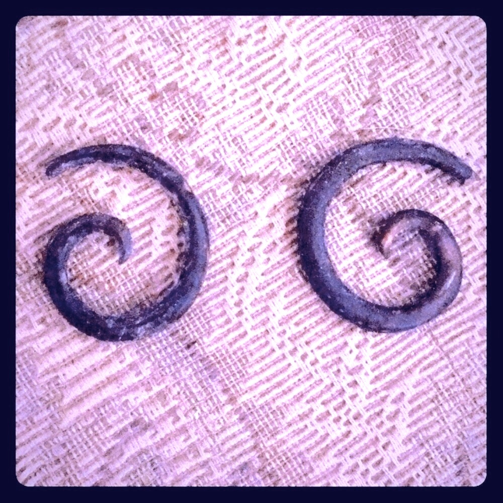 Vtg/ Grng Spiral Earrings, Slightly-Stretched lobe
